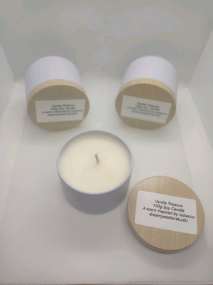 Handmade soy candle with vanilla tobacco scent like new