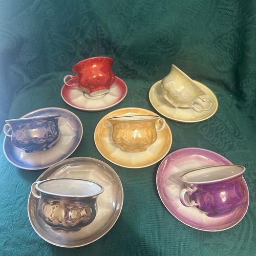 Korosten Russian Coffee Set Rainbow New Fine Porcelain