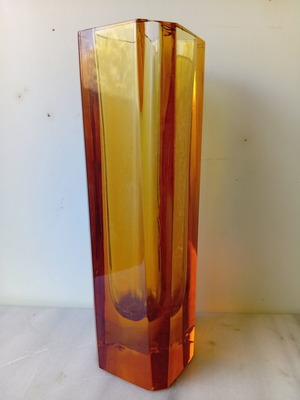 Murano vase used, faceted 18 cm