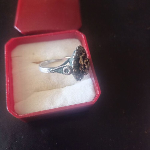 Silver ring used with 18k gold and stones