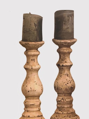 Κηροπήγια με κεριά vintage rustic σαν καινούργια