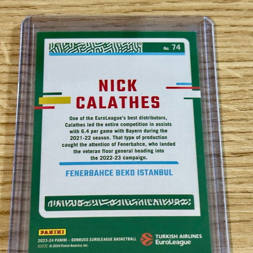 Numbered Nick Calathes Fenerbahce Panini Euroleague 2023-24 card used