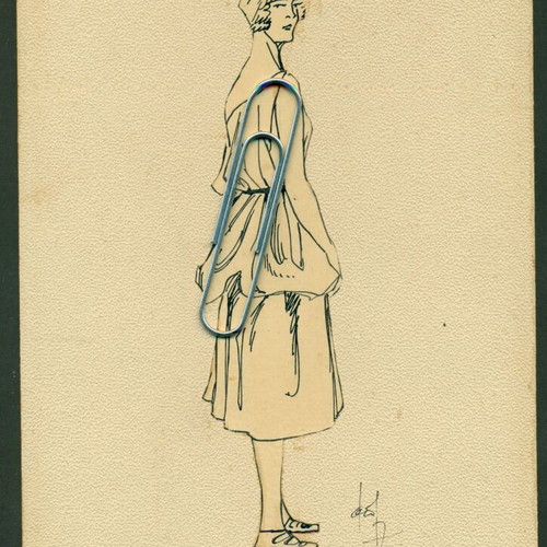 Old female figure used on cardboard signed by Fok Dimitriadis