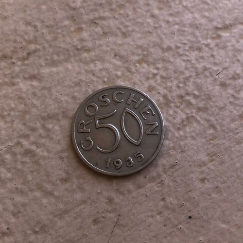 Austria 50 Groschen 1935 coin used, historic European currency