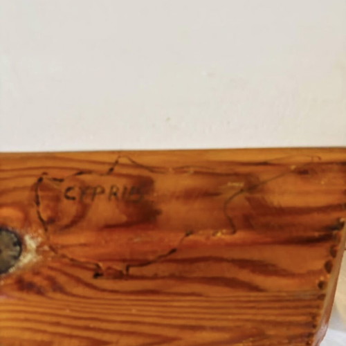 Cypriot Wooden Tray used, small collectible, handmade, vintage