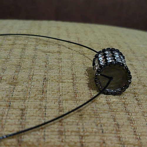Tsoker necklace black cylinder with Swarovski like new