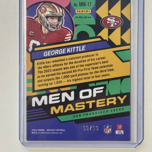 2024 Panini Mosaic Blue Men of Mastery George Kittle 90/99 SF 49ers card new