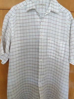 Shirt made of fine linen like new, white and beige, size XL