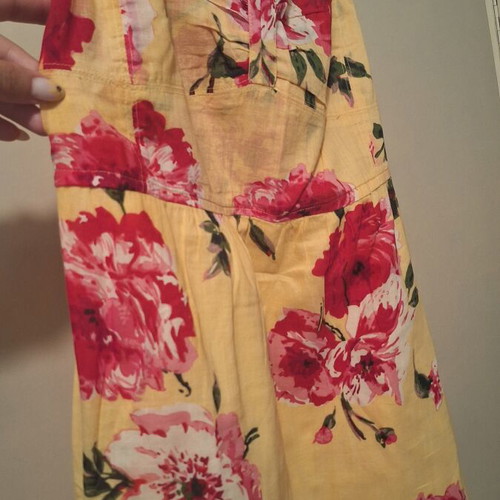 Terranova summer dress medium used, 100% cotton and linen, pink and yellow