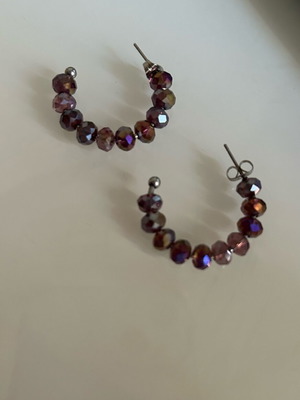 Σκουλαρίκια ατσάλινα καινούργια, μωβ και ασημί