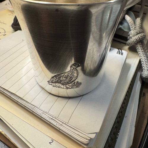 Whisky glass carved Famous Grouse like new