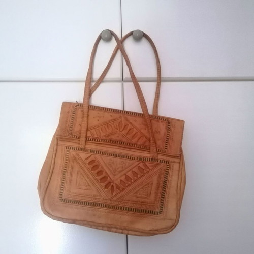 Leather Bag Used Vintage 70s Handmade Moroccan Ethnic