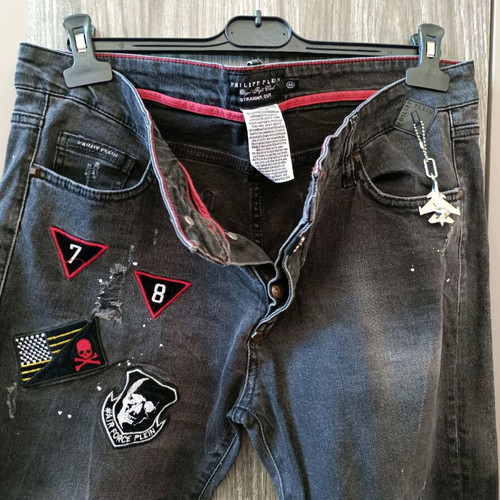 Phillipp Plein jean ανδρικό σαν καινούργιο, μοναδικό κομμάτι, μαύρο No36