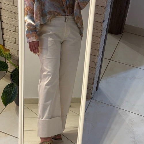 Milkwhite low-rise pants with cuffs new, size L 40 12, white