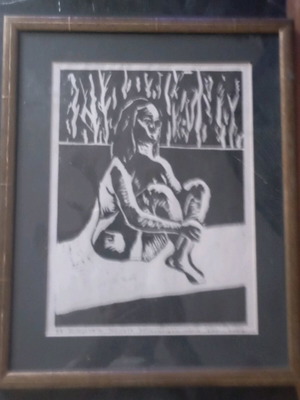 Woodcut used by M. Chrysochoidou with signature and frame