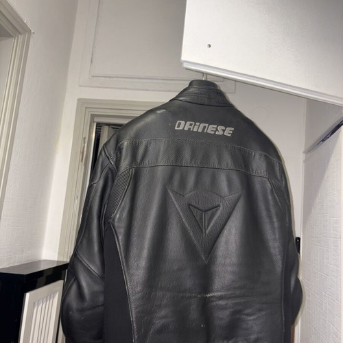 Dainese leather biker jacket used, size 50, black