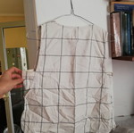 Less sleeveless top Small cotton off-white beige check, slightly yellowed underarms