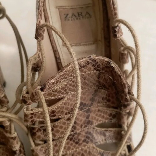 Zara sandals used, brown croco pattern, 12 cm heel, size 36