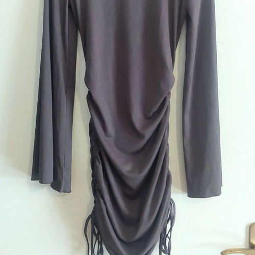 Shein ribbed dress with drawstrings, grey, size Medium