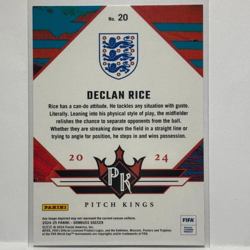 Panini Donruss Declan Rice #20 Pitch Kings card new 2024-25