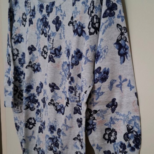 BHS autumn sweater new, grey with blue floral pattern