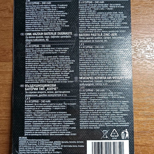 Tronic A13/PR48 1.4V 240 mAh pack of 6 new