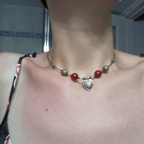 Vintage necklace used with heart and beads