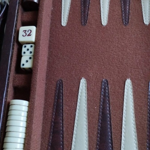 Backgammon vintage leather travel case 1980 used