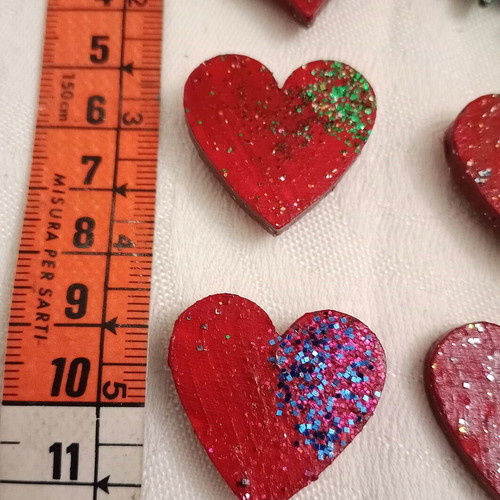 Wooden elements with glitter and magnet, pack of 8 pieces