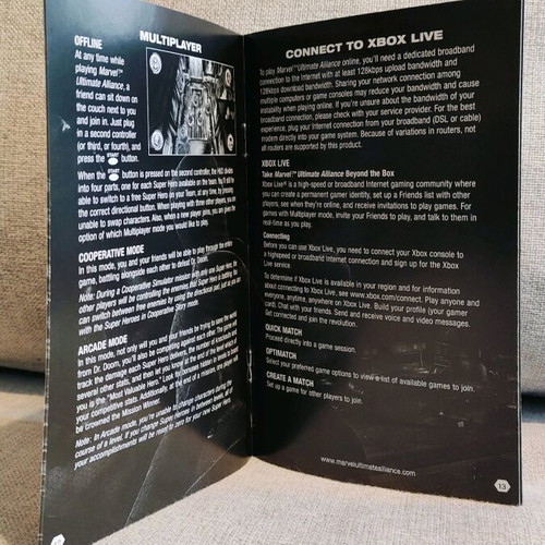 Marvel Ultimate Alliance Xbox book manual like new