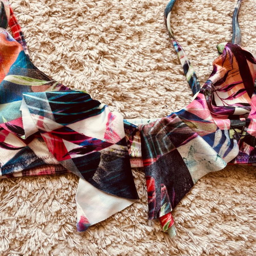 Nadia Rapti bikini like new, velour with ruffles, multicolor