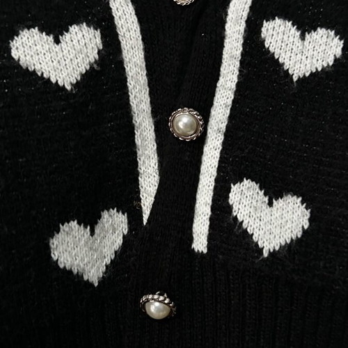 Cardigan with hearts size S/M like new, black and white