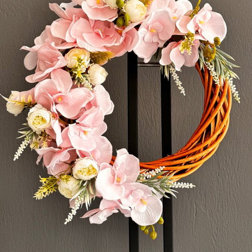 Handmade wreath with premium class artificial orchid flowers