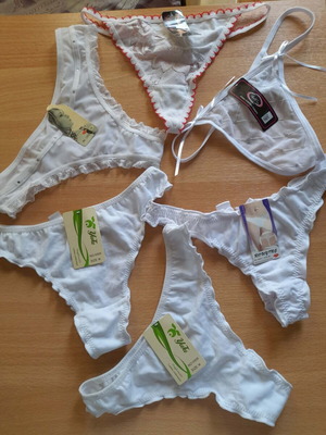 Brazilian panties pack of 6, new, cotton and lace, sizes M and M/L