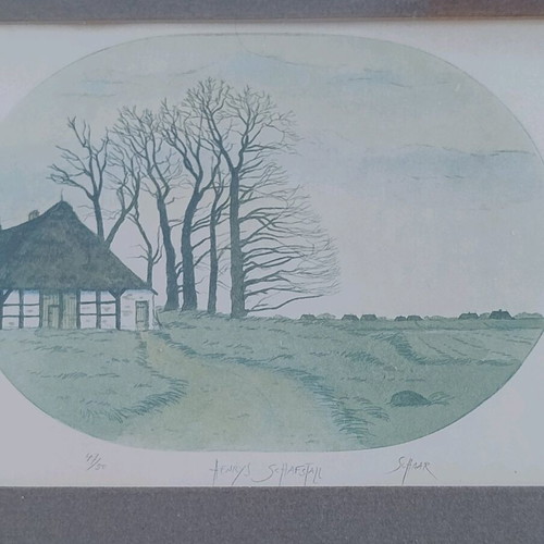 Hand-painted dry pastel painting in wooden frame like new