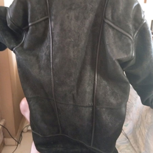 Black synthetic mouton coat like new, size XL