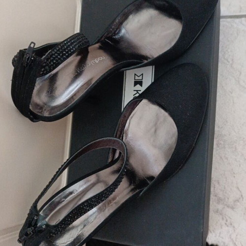 Satin fabric pumps used, size 37, black