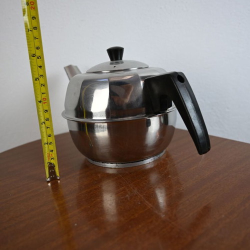 Vintage metal teapot used, stainless steel 17 cm