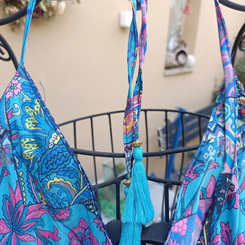 Boho Art Silk Backless Dress One Size New