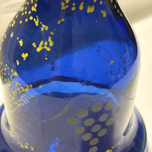 Hookah vase from Ioannina, electric blue with gold designs
