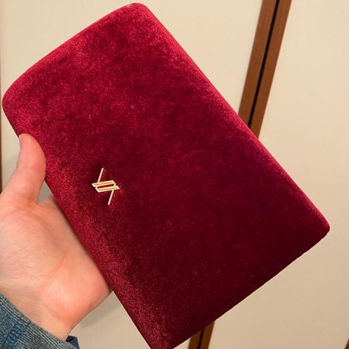 Verde burgundy velvet crossbody bag new with tags