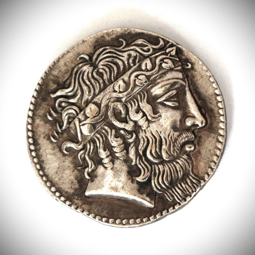 Ancient Dionysus Head Silver Coin Pendant new