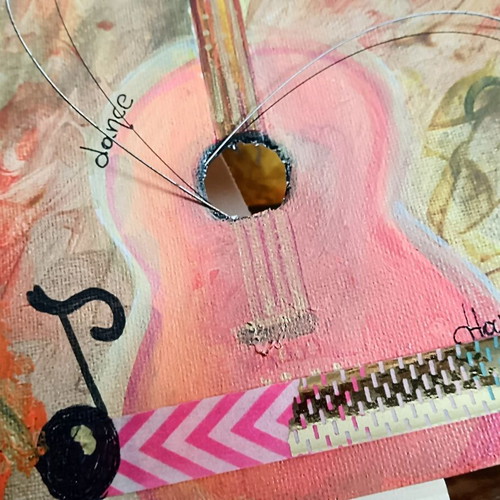 Painting with Real Guitar Strings 18x24cm New