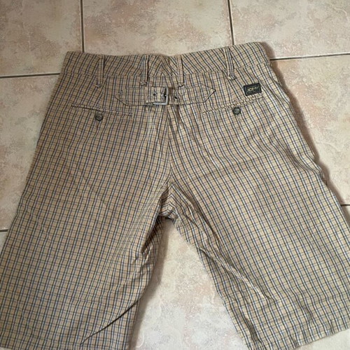Men's checked bermuda shorts like new, beige and blue, size M