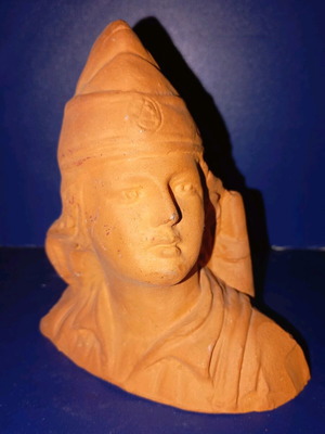Terracotta sculpture of Democratic Army female fighter bust used