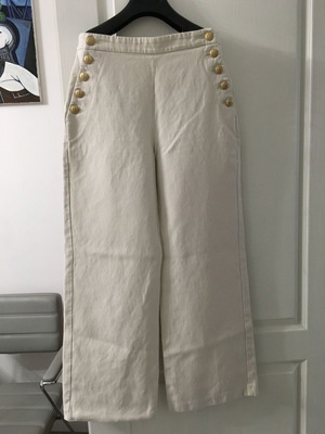 Sézane jeans trouser cotton and linen like new, ecru color