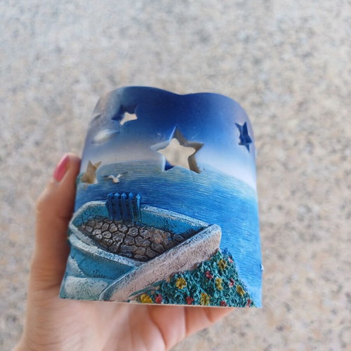 Set of 2 handmade wax candle holders Antiparos souvenirs