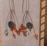 Handmade earrings with silver 925 clasp, red and turquoise