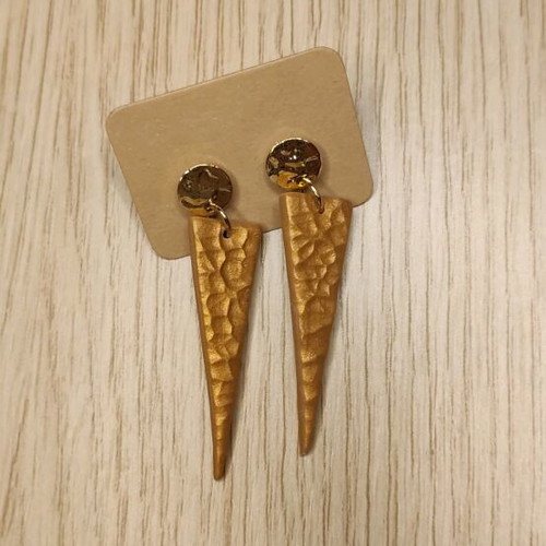 Handmade earrings new, gold polymer clay and steel