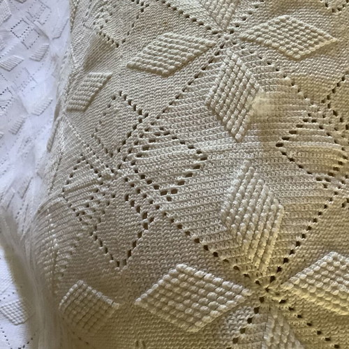 Handmade crocheted blanket, cotton yarn, 200x223 cm